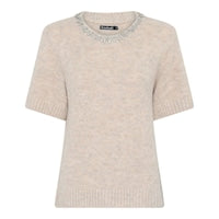 Smile neule strassikauluksella beige