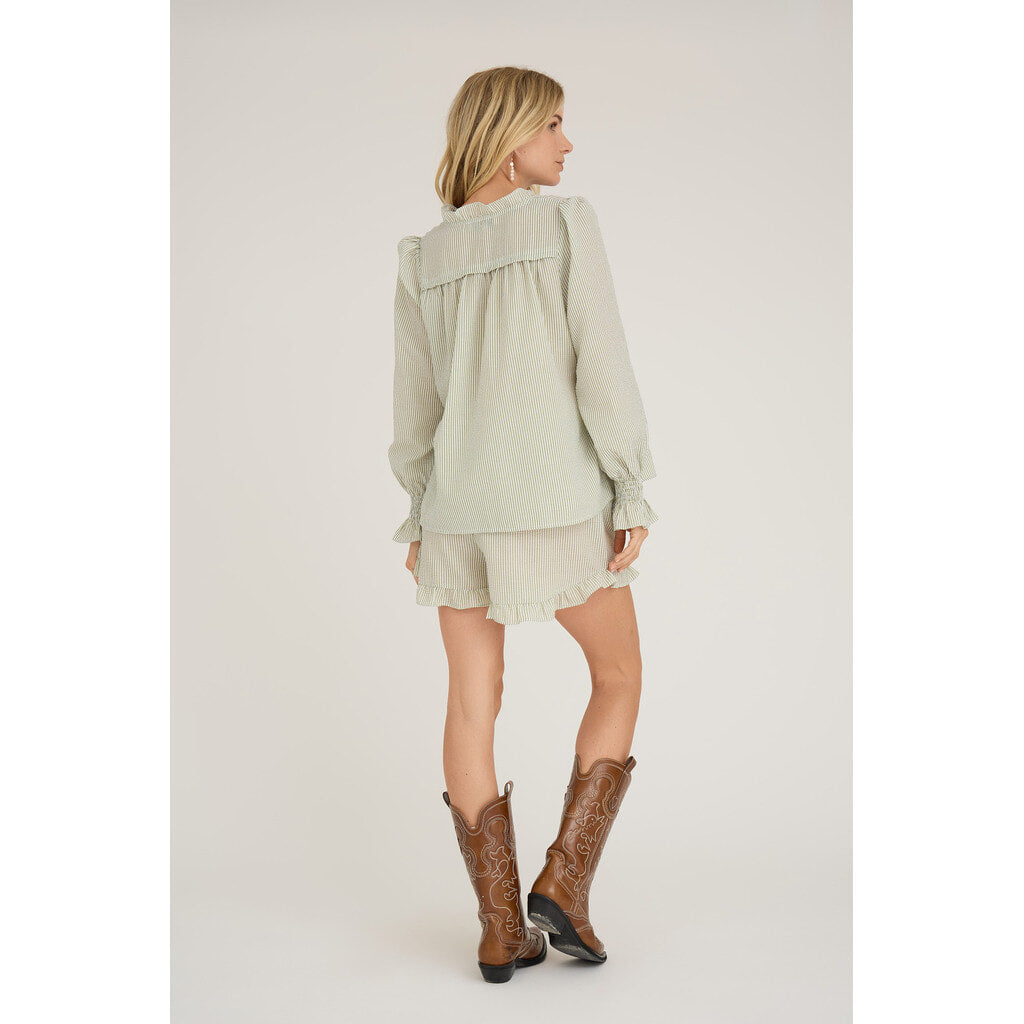 Sonja röyhelöpusero valkoinen/vihreä