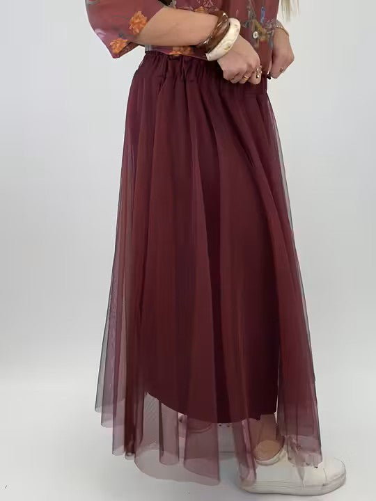 Tiba tyllihame viininpunainen