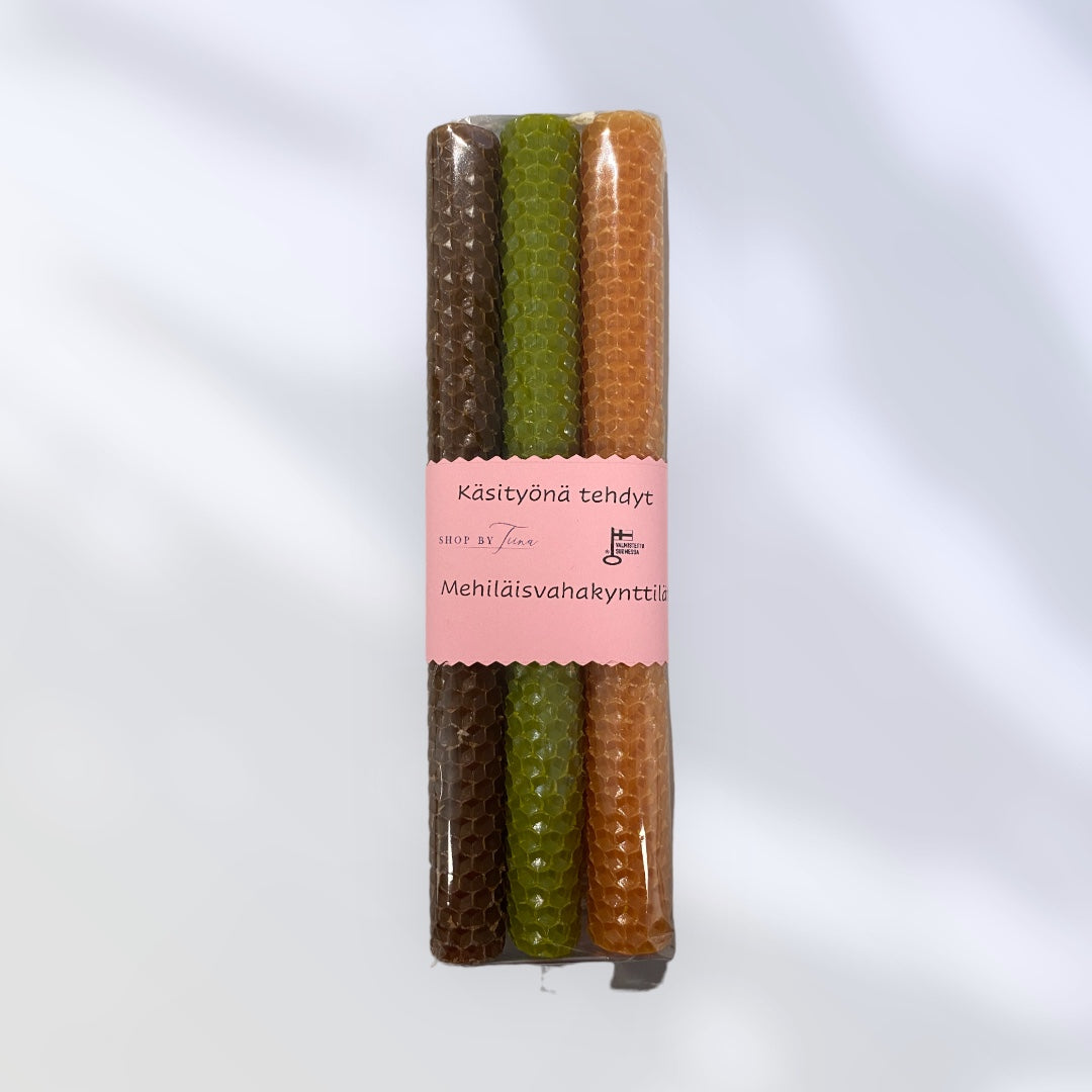 Mehiläisvaha kynttilät 3 kpl pakkaus