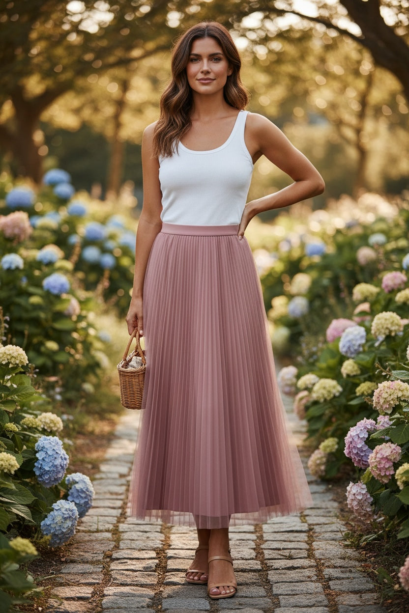 Luna - pliseerattu hame, viileä sävy