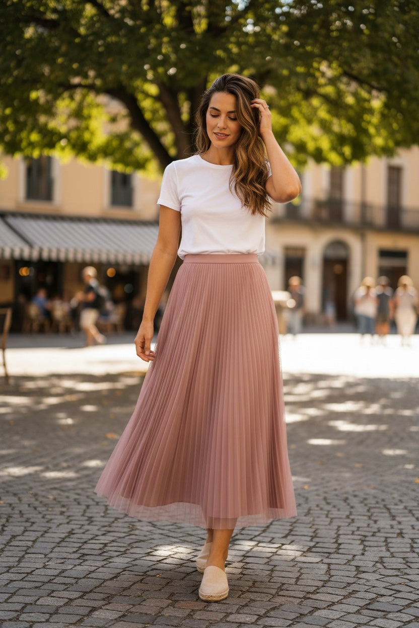 Luna - pliseerattu hame, viileä sävy