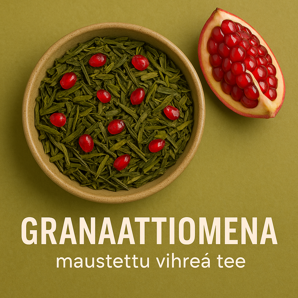 Granaattiomena, maustettu vihreä tee