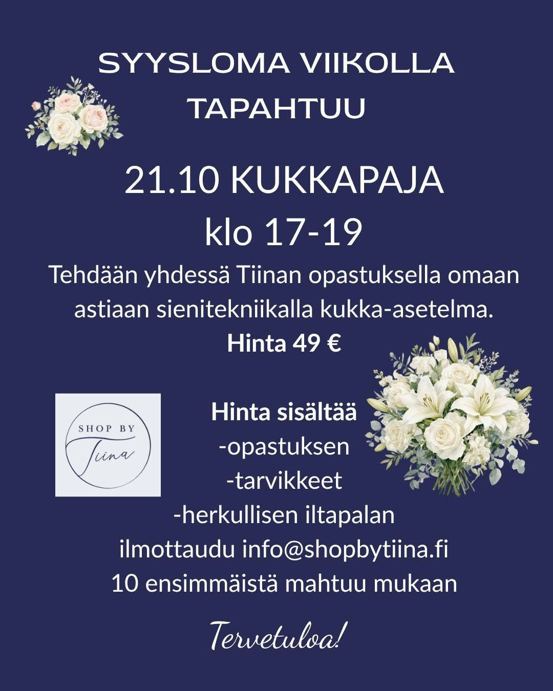 Kukkapaja 21.10. klo 17-19
