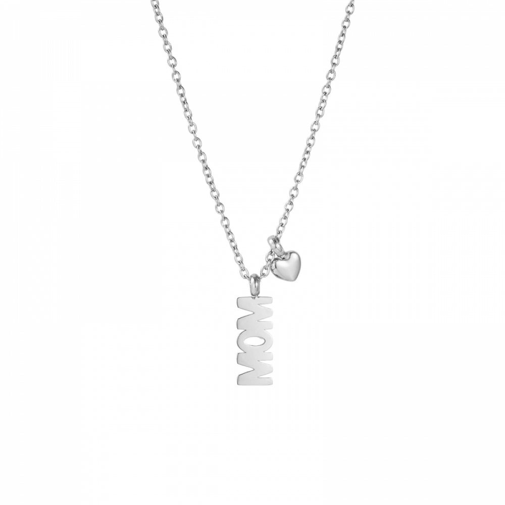 Mom & sydän kaulakoru hopea