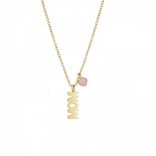 Lataa kuva 1. Mom & sydän kaulakoru pink/kulta