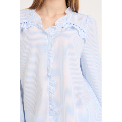 Lataa kuva 1. Sonja röyhelöpusero sininen/valkoinen