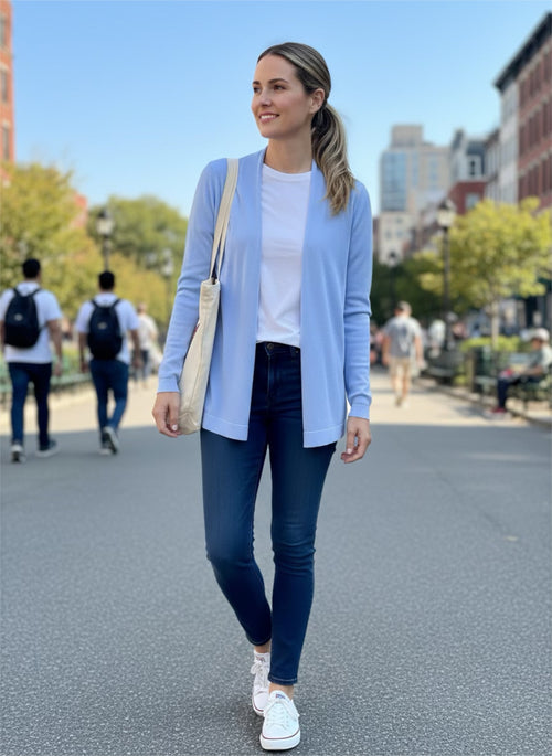 Lataa kuva 1. Kevyt neuletakki