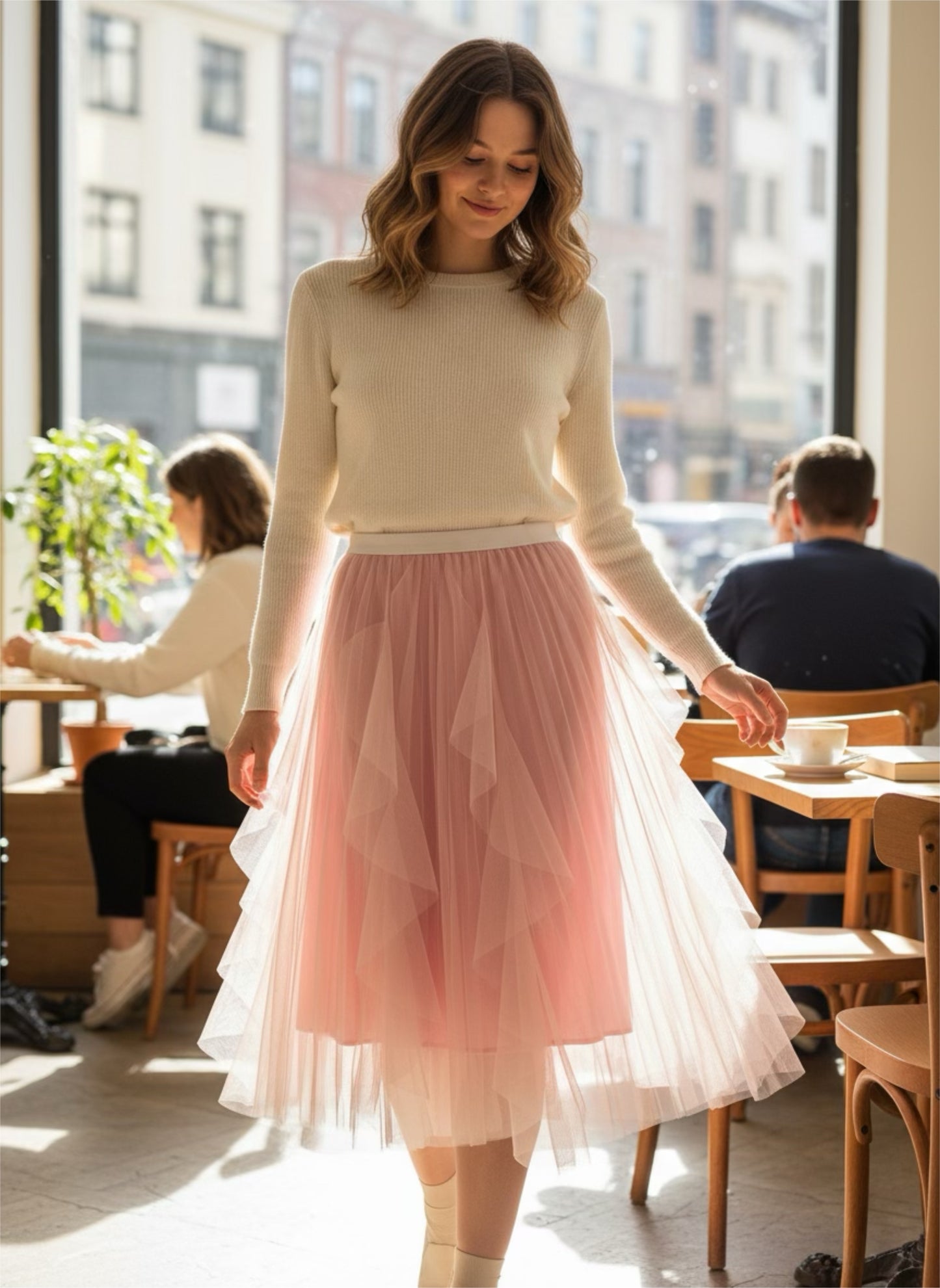 Kevyt tyllihame – roosa L/XL