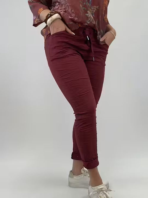 Lataa kuva 1. Superjoustavat housut viininpunainen