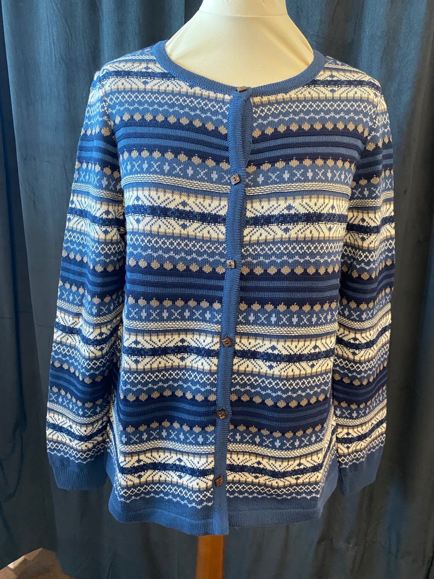 Jaquard neuletakki sininen