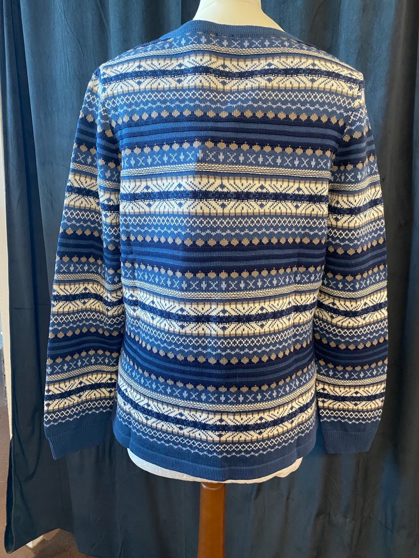 Jaquard neuletakki sininen