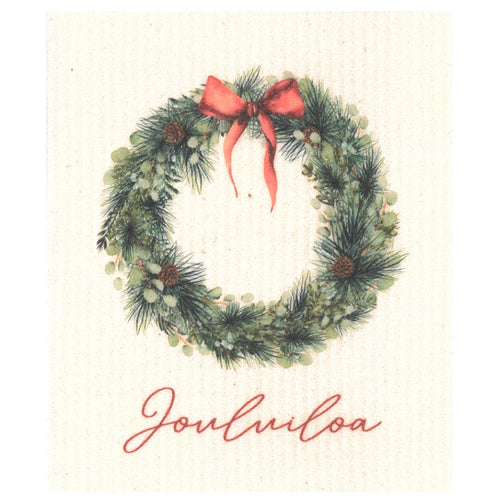 Lataa kuva 1. Joulukranssi Jouluiloa- tiskirätti
