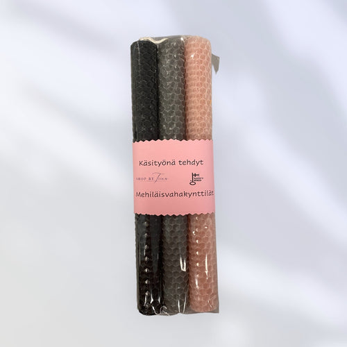 Lataa kuva 1. Mehiläisvaha kynttilät 3 kpl pakkaus