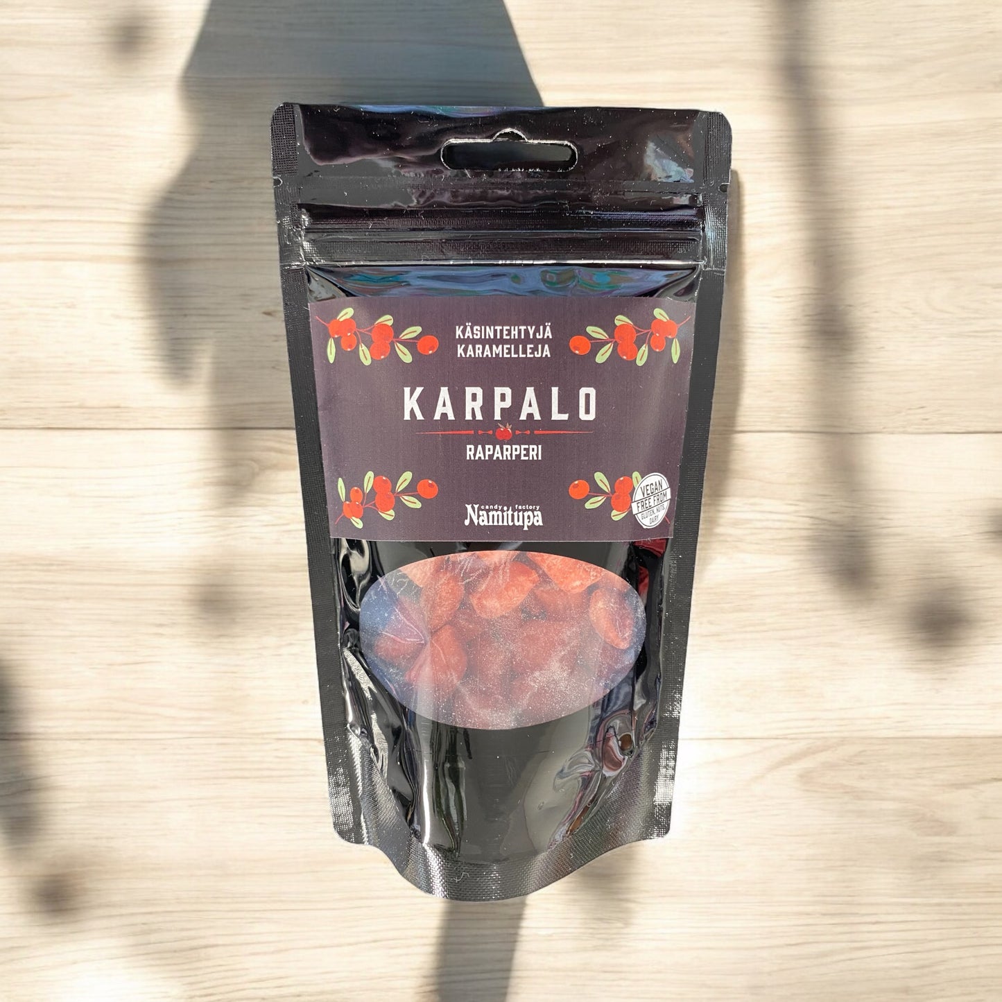 Käsintehdyt karamellit, Mustikka, Karpalo ja Variksenmarja