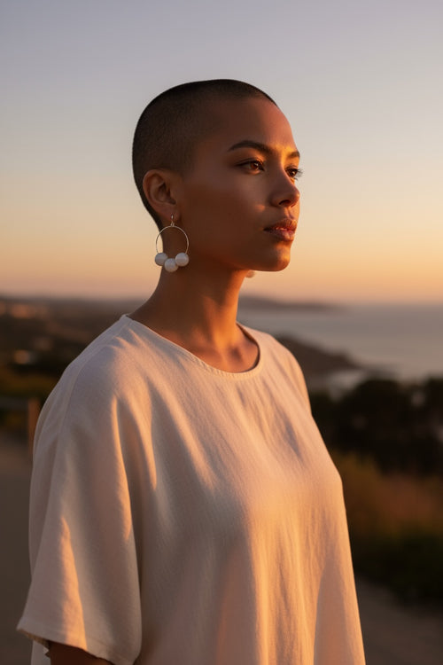 Lataa kuva 1. Puuhelmi korvakoru