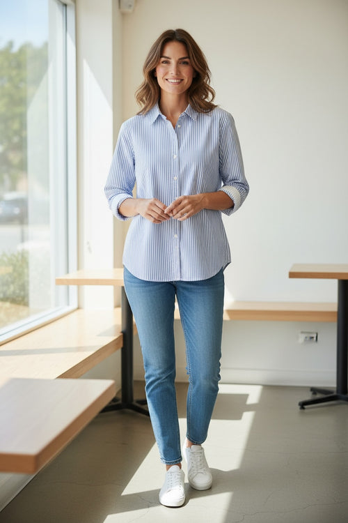 Lataa kuva 1. Inez raidallinen paitapusero