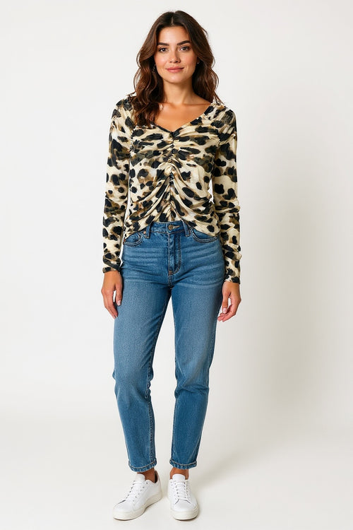 Lataa kuva 1. Kuosillinen rypytetty pusero