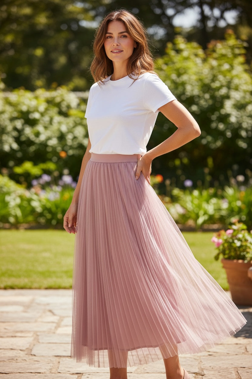 Luna - pliseerattu hame, viileä sävy