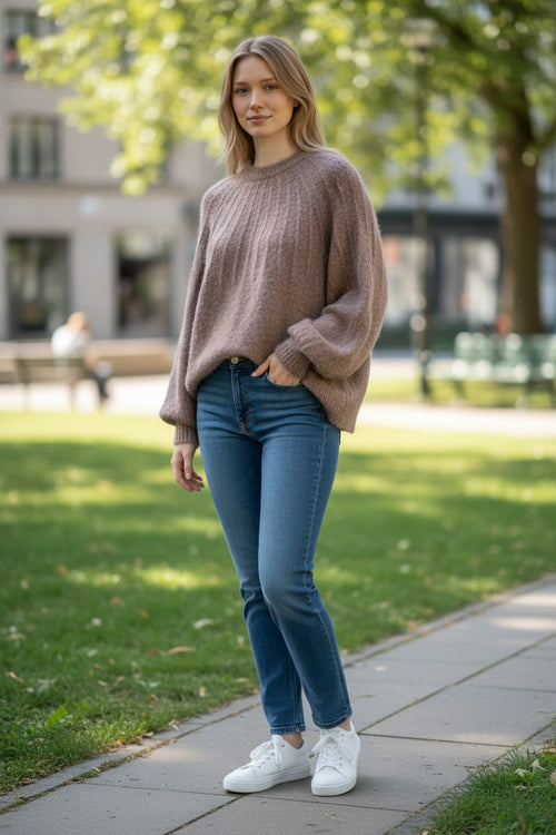 Lataa kuva 1. Ruska Bow neule rusetilla koko L