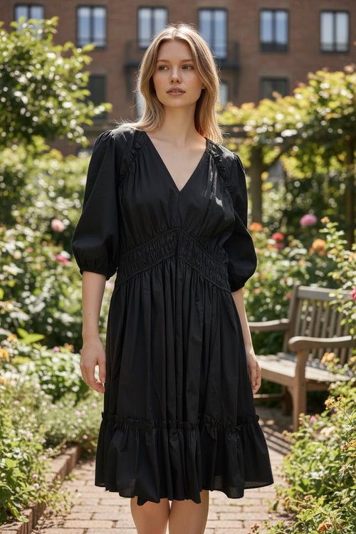 Lataa kuva 1. Musta boheemi frillamekko koko 42