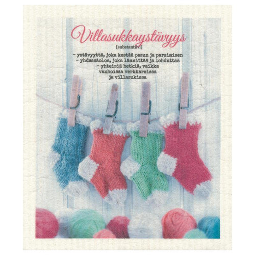 Lataa kuva 1. Tiskirätti Villasukka ystävyys